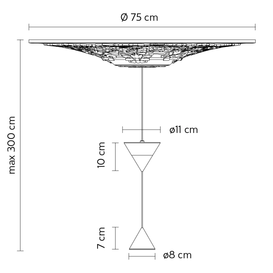 Design pendellamp in wit gips en zwart aluminium 2 kegels - Tesera Viadurini
