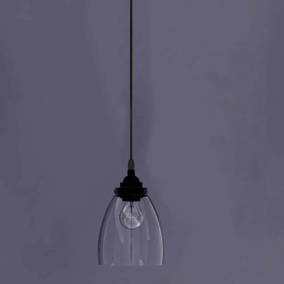 Design hanglamp in metaal en transparant glas Made in Italy - Clizia Viadurini