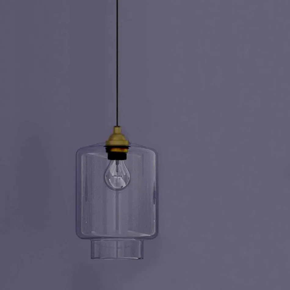 Design hanglamp in metaal en transparant glas Made in Italy - Clizia Viadurini