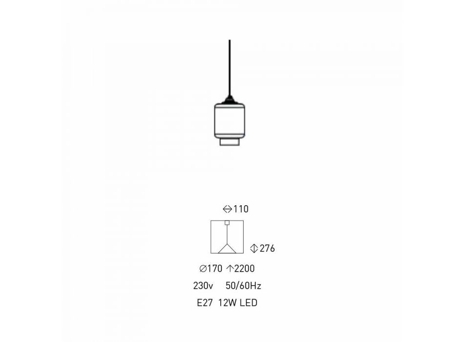 Design hanglamp in metaal en transparant glas Made in Italy - Clizia Viadurini