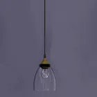Design hanglamp in metaal en transparant glas Made in Italy - Clizia Viadurini