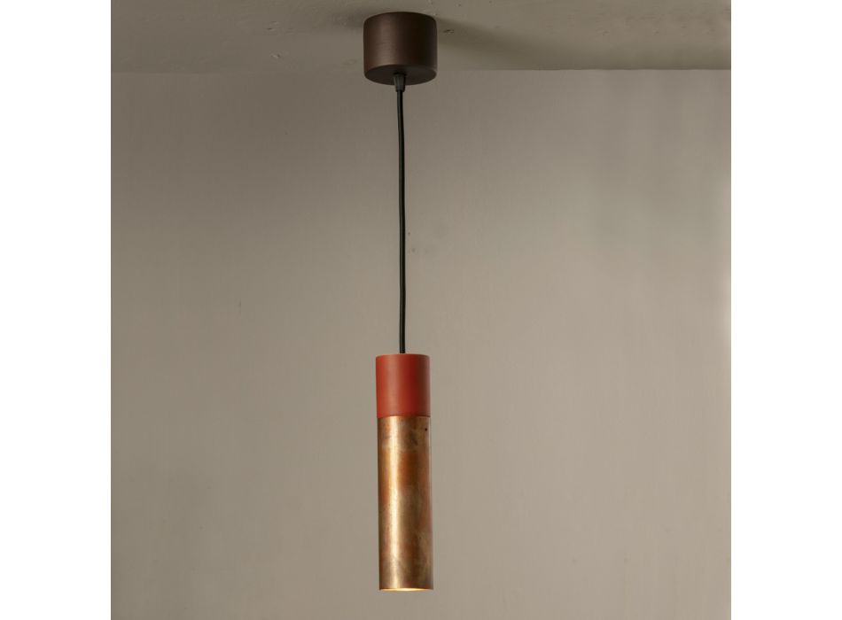 Hanglamp in keramiek en koper, handgemaakt in Italië - Toscot Match Viadurini