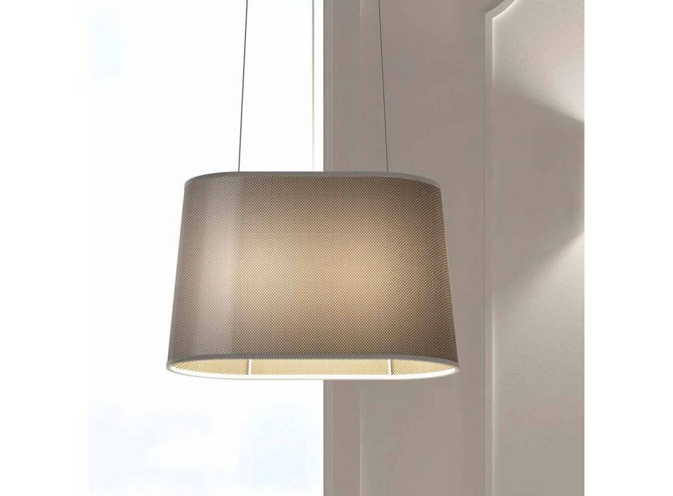 Hangende metalen lamp met lampenkap van net of linnen Made in Italy - Jump Viadurini