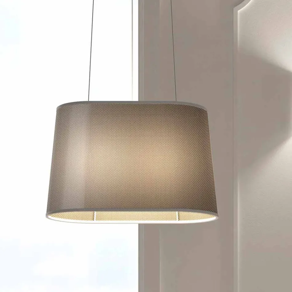 Hangende metalen lamp met lampenkap van net of linnen Made in Italy - Jump Viadurini