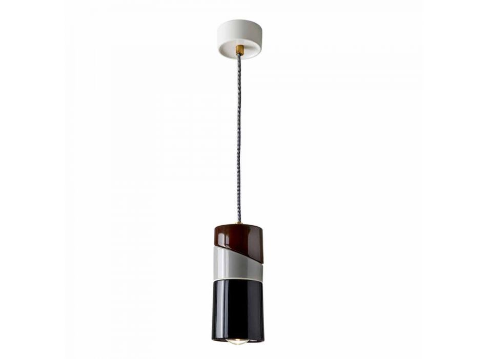 Hanglamp in messing en modern gekleurd keramiek gemaakt in Italië Azië Viadurini