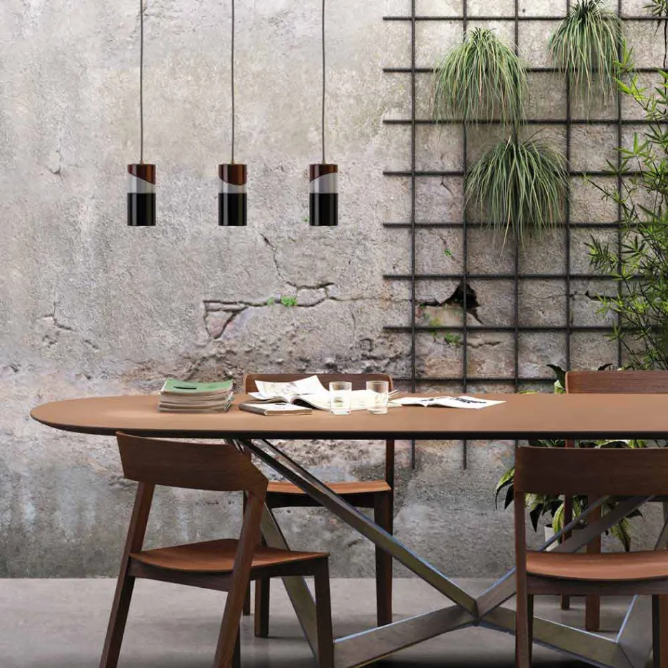 Hanglamp in messing en modern gekleurd keramiek gemaakt in Italië Azië Viadurini