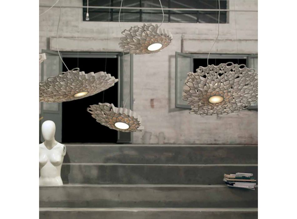 Hanglamp in Technopolymeer Wit of Goud Design 2 Afmetingen - Kathedraal Viadurini
