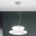 Pendellamp in geblazen wit glas en verchroomd metaal - Illumina