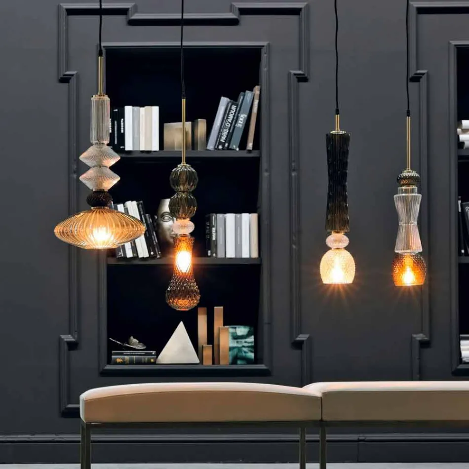 Hanglamp in Murano-glas en stof Made in Italy - Missi Viadurini