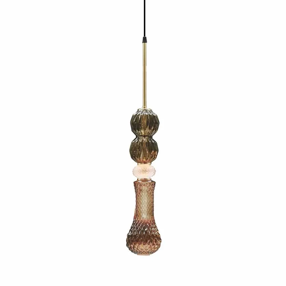 Hanglamp in Murano-glas en stof Made in Italy - Missi Viadurini