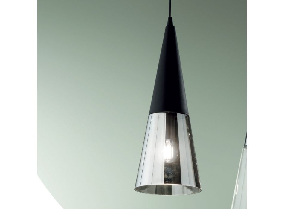 Hanglamp in geblazen glas met metalen structuur - Trentino Viadurini