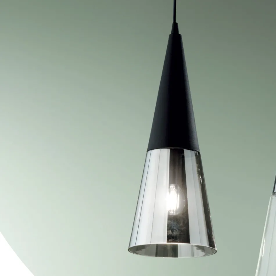 Hanglamp in geblazen glas met metalen structuur - Trentino Viadurini