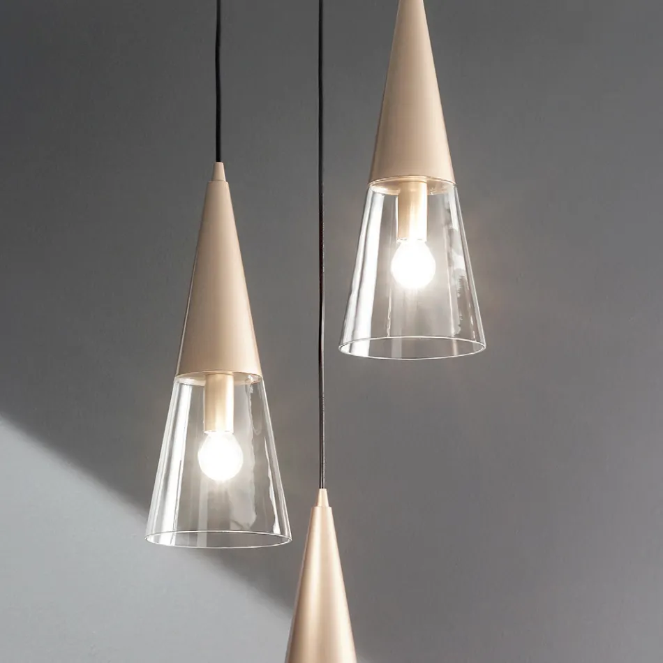 Hanglamp in geblazen glas met metalen structuur - Trentino Viadurini