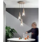 Hanglamp in geblazen glas met metalen structuur - Trentino Viadurini