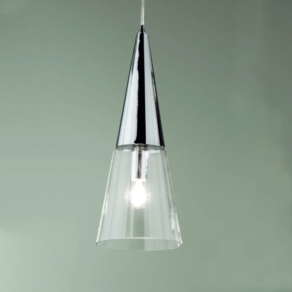 Hanglamp in geblazen glas met metalen structuur - Trentino Viadurini