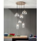Hanglamp in geblazen gestreept glas en geverfd metaal - Giuliano Viadurini