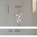 Hanglamp in geblazen gestreept glas en geverfd metaal - Giuliano Viadurini