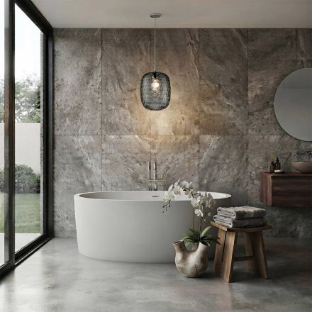 Hanglamp van Venetiaans glas en verchroomd metaal, gemaakt in Italië - Calima Viadurini
