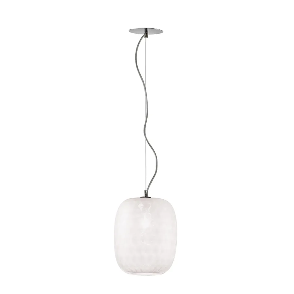Hanglamp van Venetiaans glas en verchroomd metaal, gemaakt in Italië - Calima Viadurini