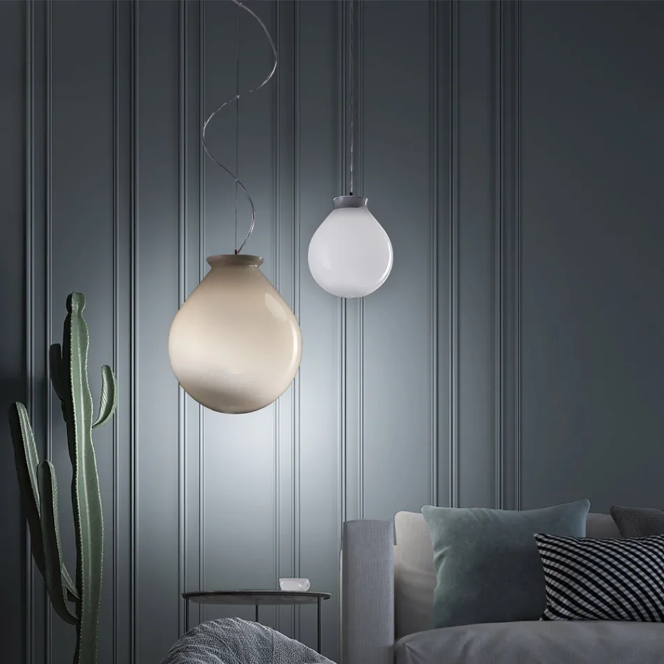Hanglamp in handgeblazen Venetiaans glas met omhulsel - Ballon Viadurini