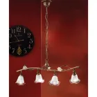 Lineaire pendellamp 4-lichts in ijzer, glas en keramische rozen - Siena Viadurini