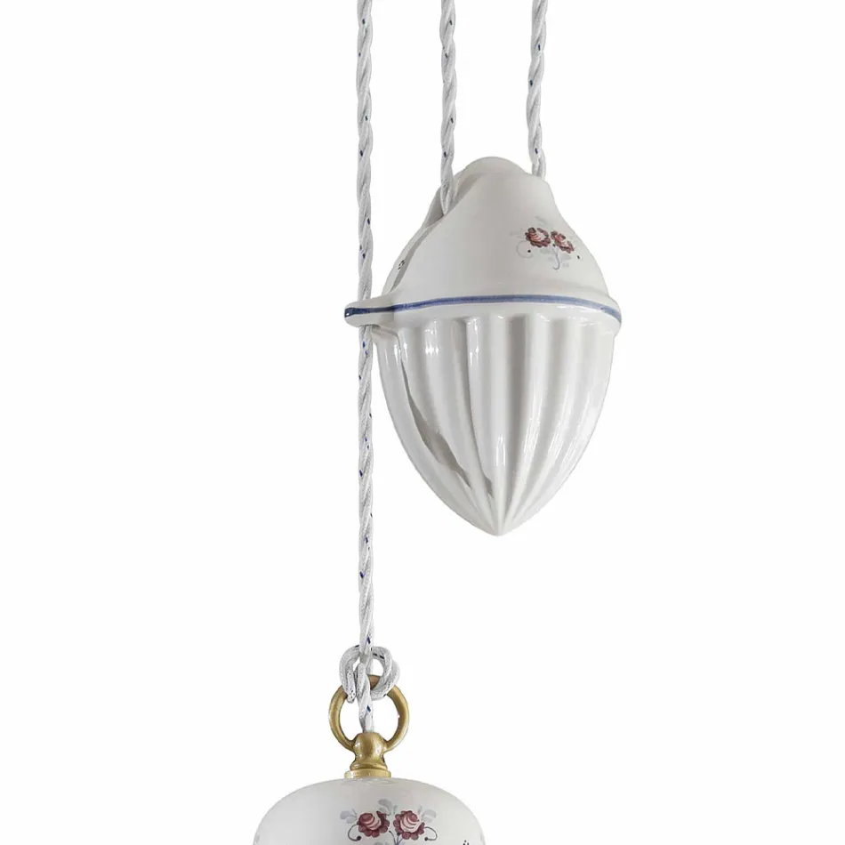 Handgemaakte keramische hanglamp in keramiek en ijzer - Rome Viadurini