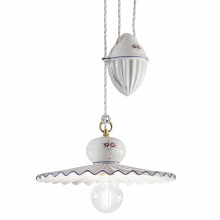 Handgemaakte keramische hanglamp in keramiek en ijzer - Rome Viadurini