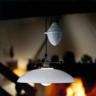 Hangende schuiflamp in messing en muranoglas - Land van Il Fanale Viadurini