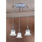 Ronde hanglamp in ijzer, glas, handbeschilderd keramiek - Ferrara Viadurini