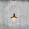 Vintage hanglamp met koperen reflector - Guinguette Aldo Bernardi