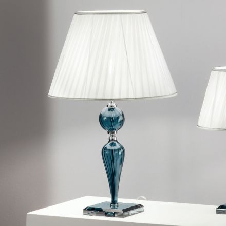 Klassieke tafellamp van handgemaakt Rigaton-glas en metaal - Fievole Viadurini