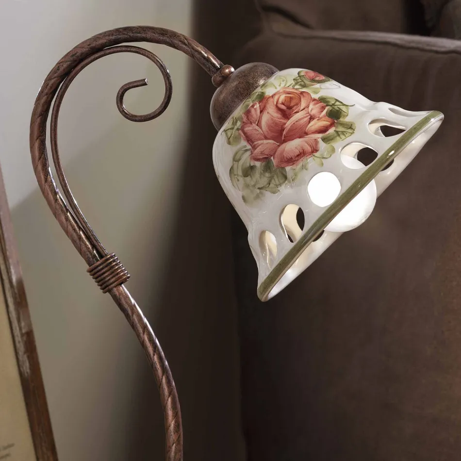 Tafellamp van metaal en handgemaakt keramiek met Passanastri - Napels Viadurini