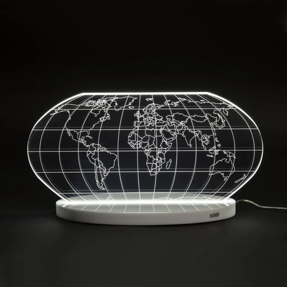Planisphere Led-tafellamp in lasergegraveerd acrylkristal - Rihanna Viadurini
