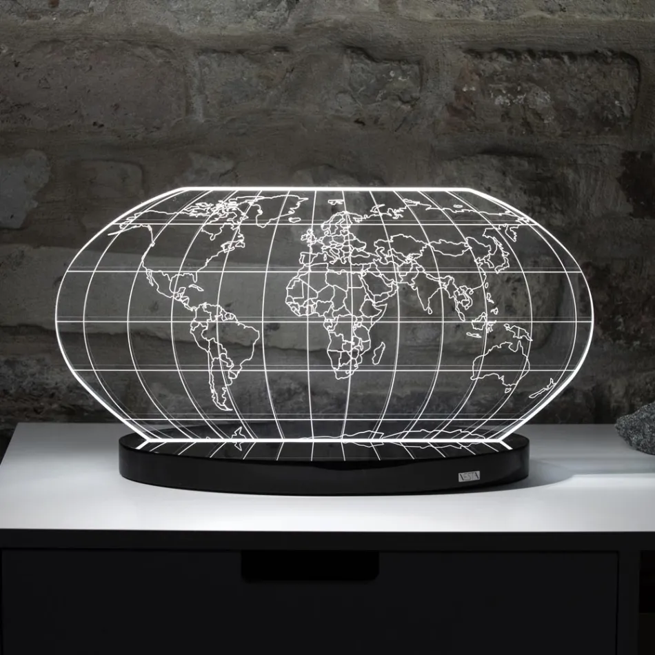Planisphere Led-tafellamp in lasergegraveerd acrylkristal - Rihanna Viadurini
