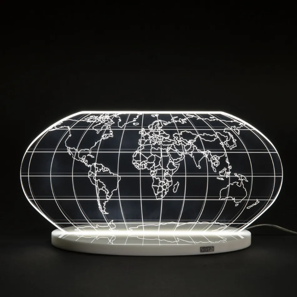 Planisphere Led-tafellamp in lasergegraveerd acrylkristal - Rihanna Viadurini