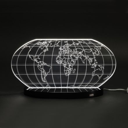 Planisphere Led-tafellamp in lasergegraveerd acrylkristal - Rihanna Viadurini