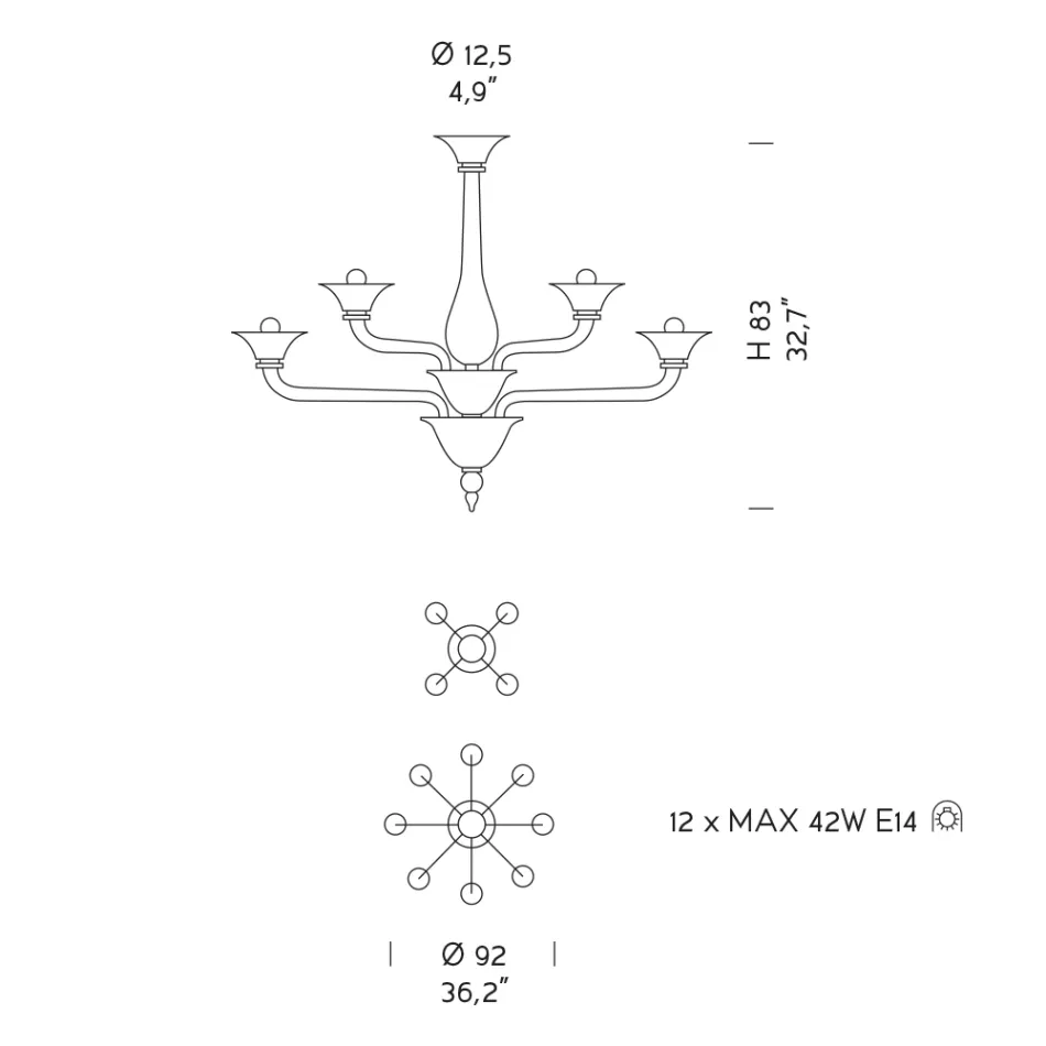 Venetiaanse glazen kroonluchter 12 lichts Made in Italy - Ismail Viadurini