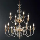 Klassieke kroonluchter 12 lichts in Italiaans handgemaakt glas en metaal - Memore Viadurini