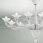 12 lichts kroonluchter in wit Venetië glas en verchroomd metaal - Ismail Viadurini