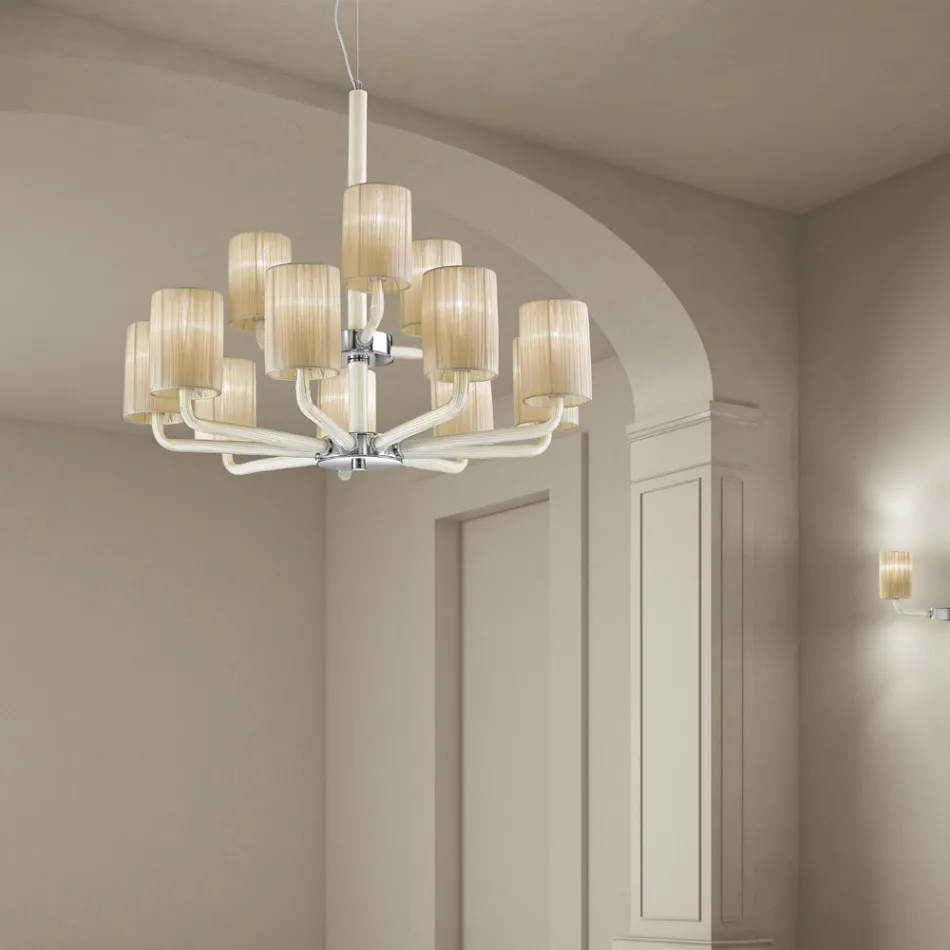 12 lichts kroonluchter in Venetië glas en metaal gemaakt in Italië - Graham Viadurini