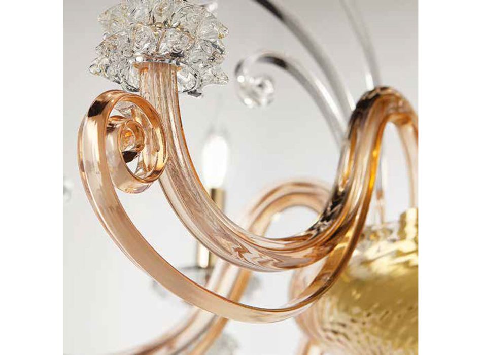 12 lichts kroonluchter in geblazen glas en klassiek luxe kristal - Cassea Viadurini
