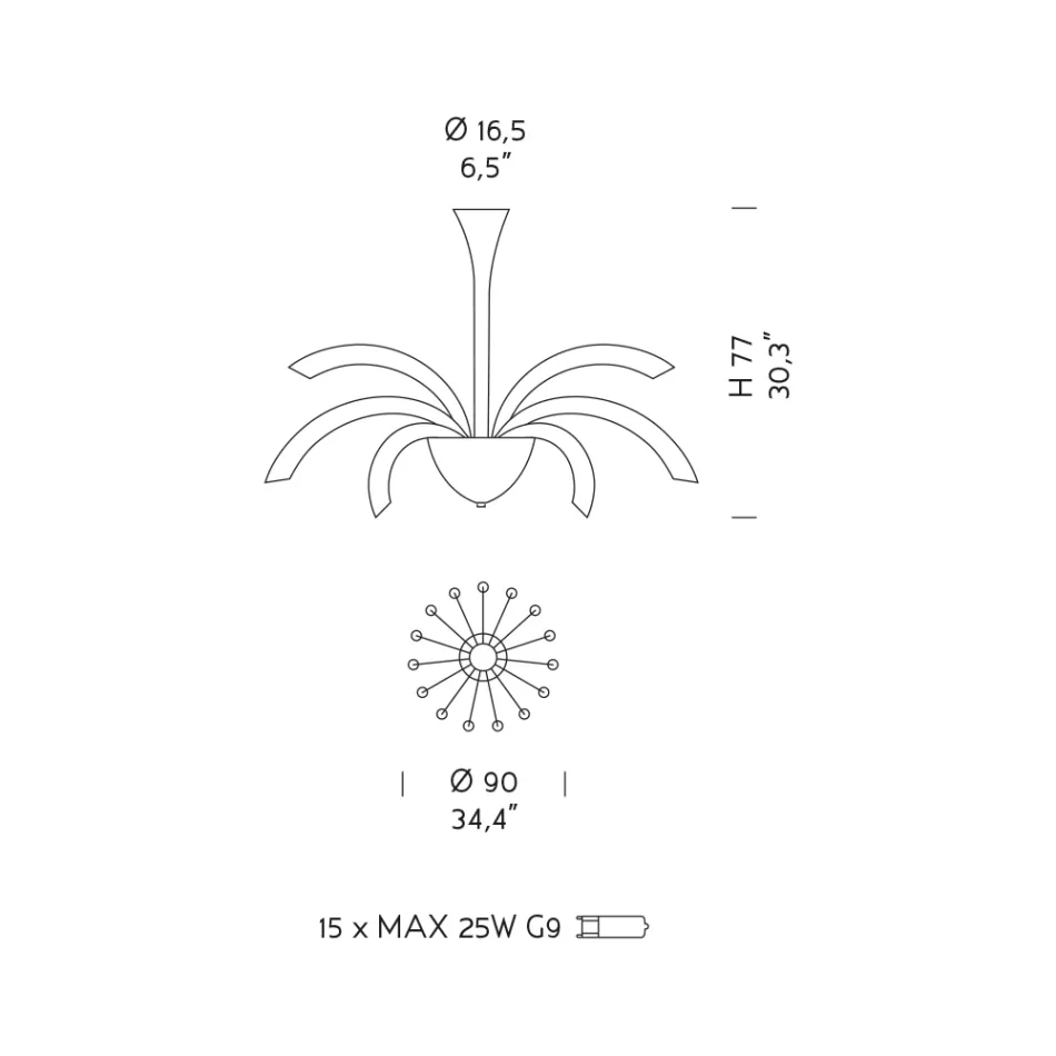 15 lichts kroonluchter in Venetiaans glas en chroom metaal gemaakt in Italië - Jason Viadurini