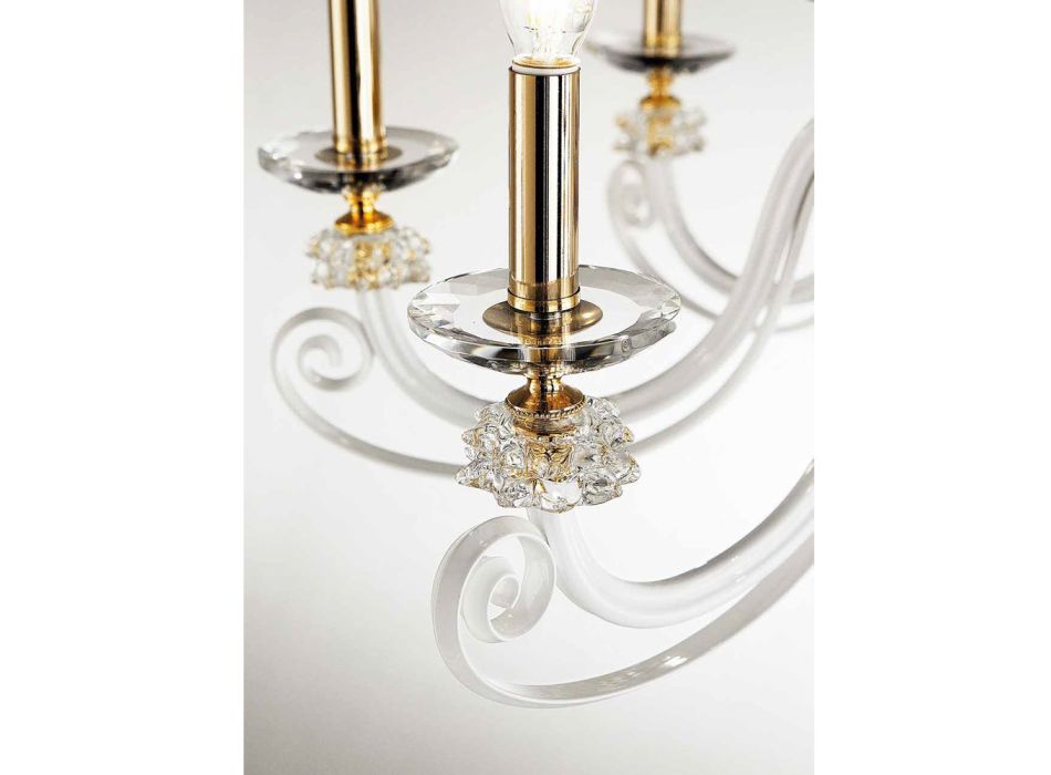18-lichts kroonluchter in geblazen glas en klassiek luxe kristal - Cassea Viadurini