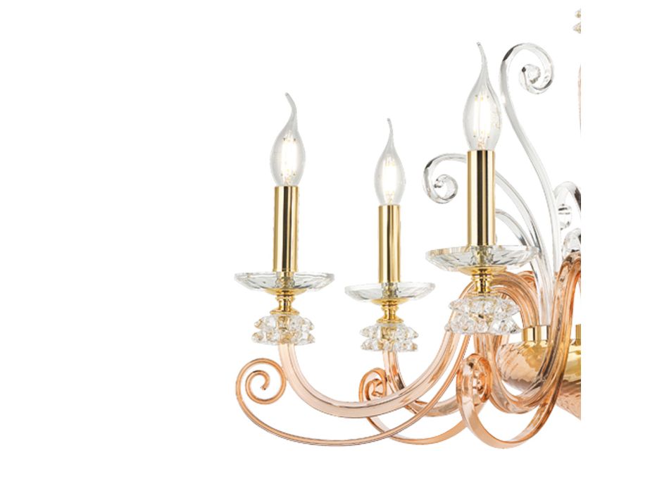 18-lichts kroonluchter in geblazen glas en klassiek luxe kristal - Cassea