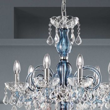 18-lichts kroonluchter in Venetiaans glas en metaal Klassiek - Florentijnse stijl