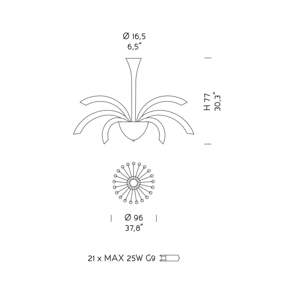 Kroonluchter 21 Lichten in Handgemaakt Venetië Glas en Metaal - Jason Viadurini