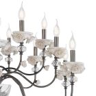 Klassieke 24-lichts kroonluchter in porselein en luxe geblazen glas - Eteria Viadurini