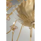 Klassieke 24-lichts kroonluchter in glas, kristal en luxe metaal - Vlaanderen Viadurini