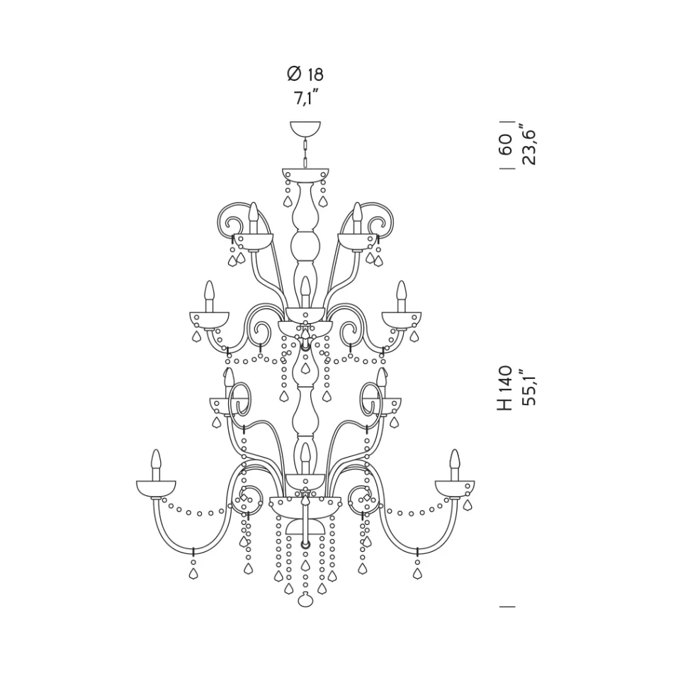 Kroonluchter 27 Lichten in Venetiaans glas Handgemaakt in Italië - Florentine Viadurini