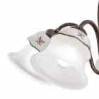 3 of 5 lichts kroonluchter in ijzer, handbeschilderd keramiek en glas - Ferrara Viadurini